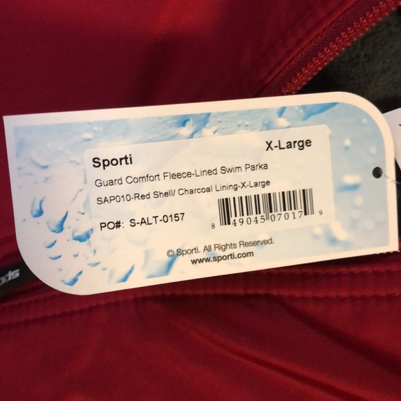 NWT Sporti Red Lifeguard Fleece Lined Swim Parka Coat Sz. XL - Picture 4 of 6